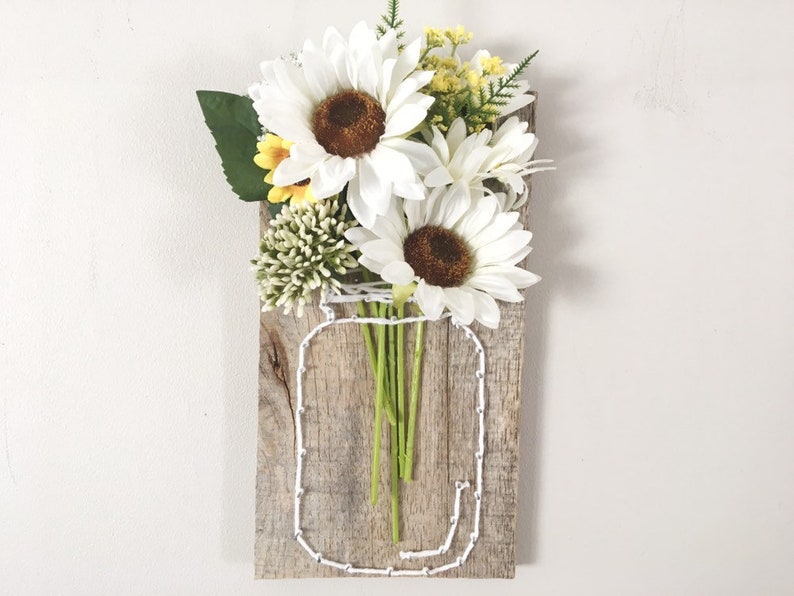 Spring Mason Jar Decor Daisy Kitchen Rustic Wall String Etsy