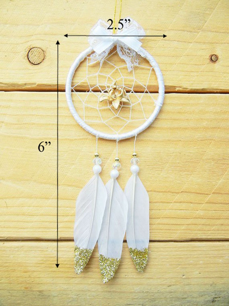 Gold Car Accessories, Car Dream Catcher, Lotus Gift, Yoga Instructor Gift, Spiritual, Best Friend, Yogi, Namaste image 4