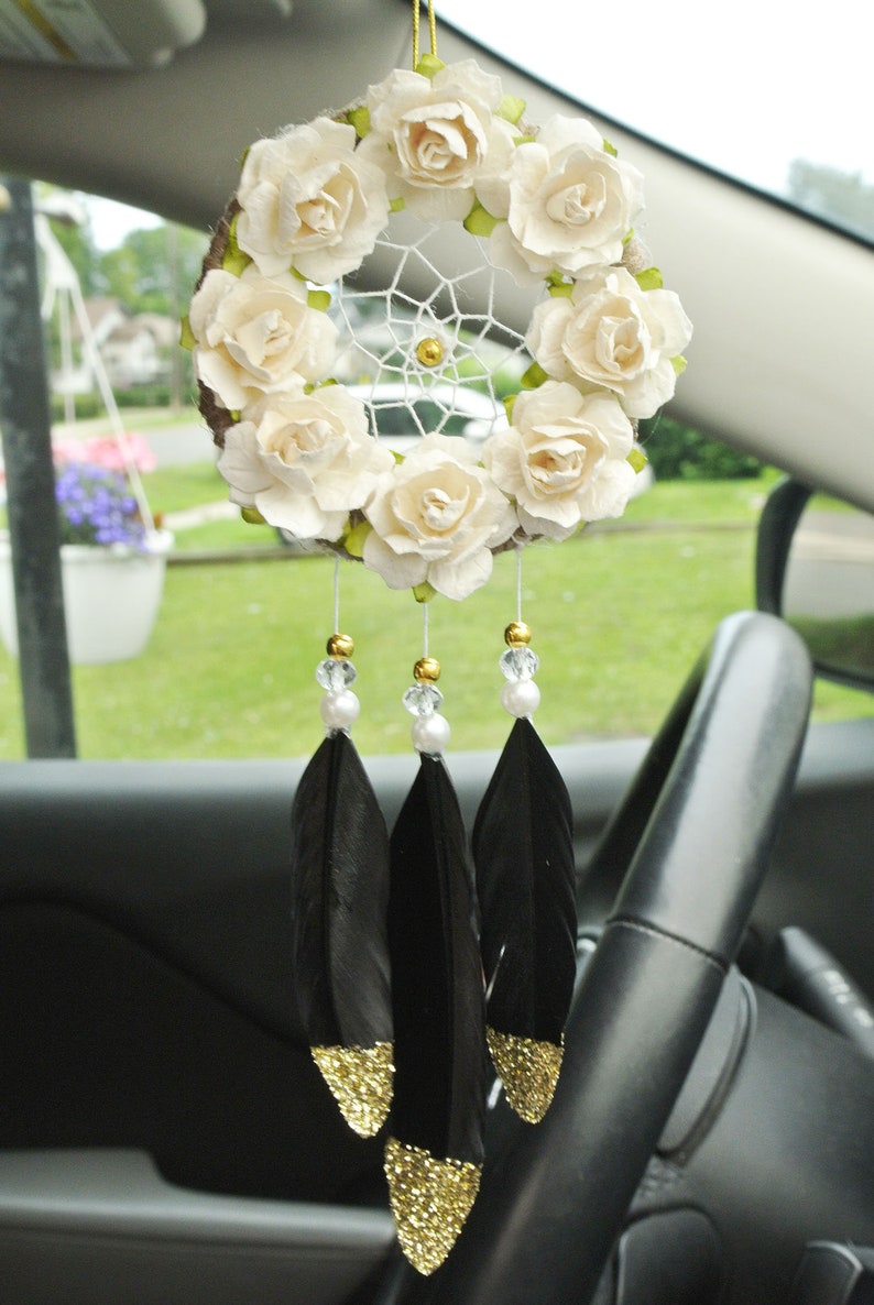 Car Mirror Dream Catcher Auto Accessories For Women Rear Etsy