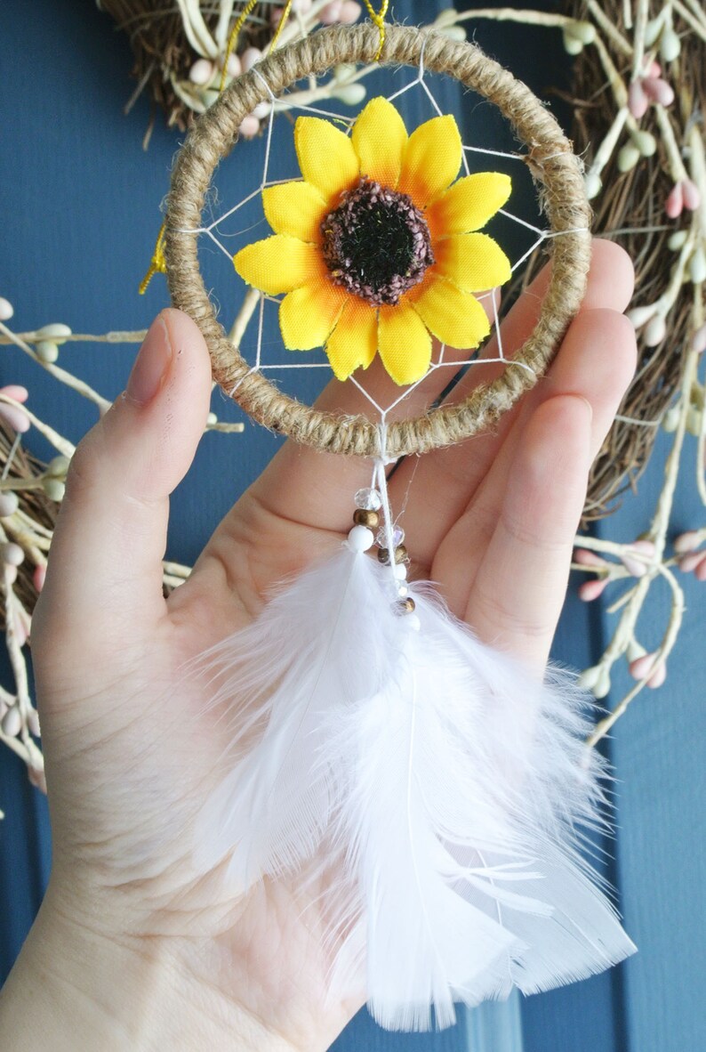 Sunflower Car Accessories Dream Catcher Car Charm Rearview Etsy
