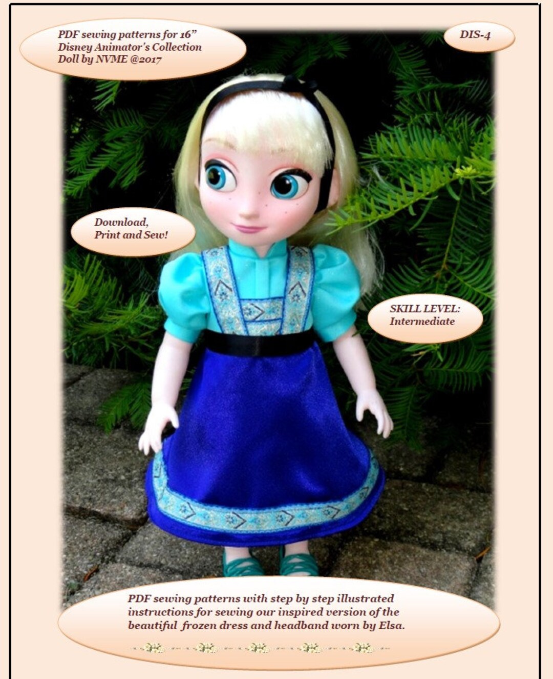 Doll Clothes PDF Sewing Patterns Our Version of the ELSA Dress ...
