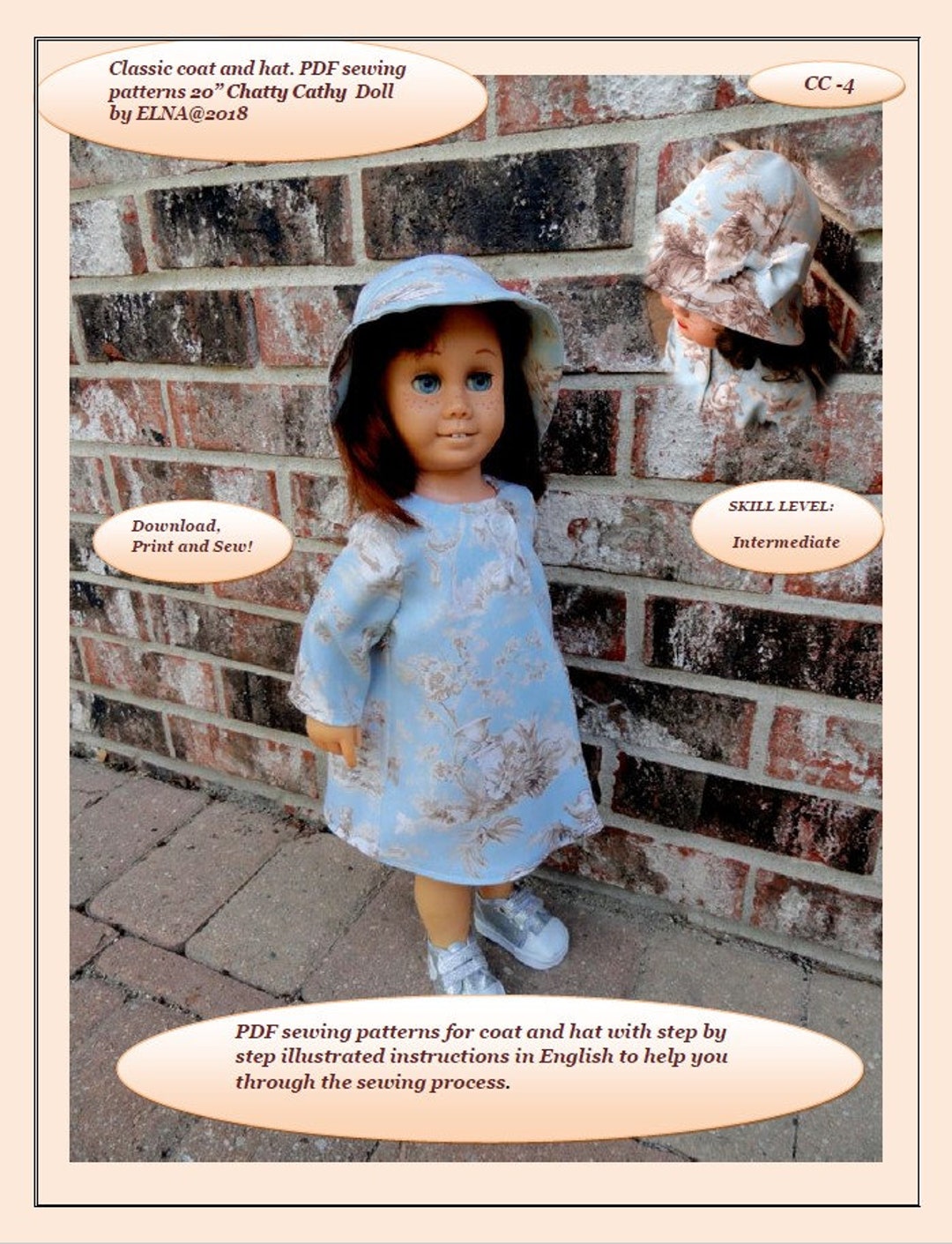 Doll Clothes PDF Sewing Pattern for 20'' Vintage Chatty Doll - Etsy