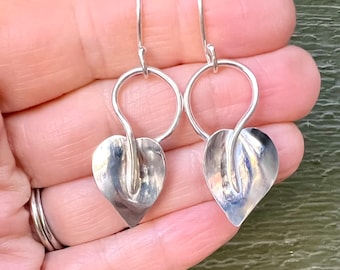 Sterling Silver Leaf Shape Drop Earrings