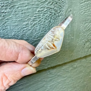 Sterling Silver and Plume Agate Cuff Bracelet