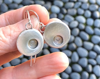 Sterling Silver Circle Drop Earrings