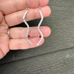 Garnet and Sterling Silver Earrings on Sterling Silver Earwires