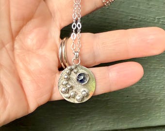 Sapphire and Sterling Silver Pendant Necklace
