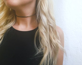 Brown/steel beaded choker necklace