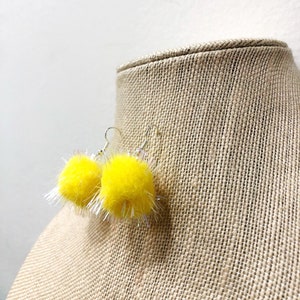 Pastel yellow pom earrings - yellow fluffy earrings light yellow earrings pastel earrings pastel yellow earrings pastel earrings