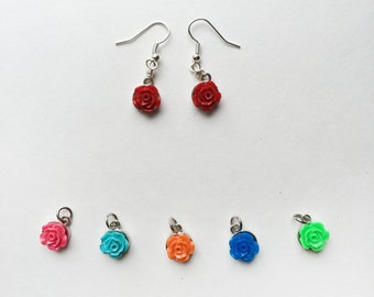 Rose boucles d’oreilles - Boucles d’oreilles fleur rouge rose boucles d’oreilles Boucles d’oreilles fleurs pendantes rose fleur boucles d’oreilles Boucles d’oreilles argent rose boucles d’oreilles