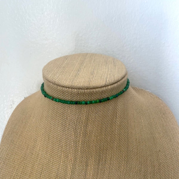 Green seed bead memory wire choker