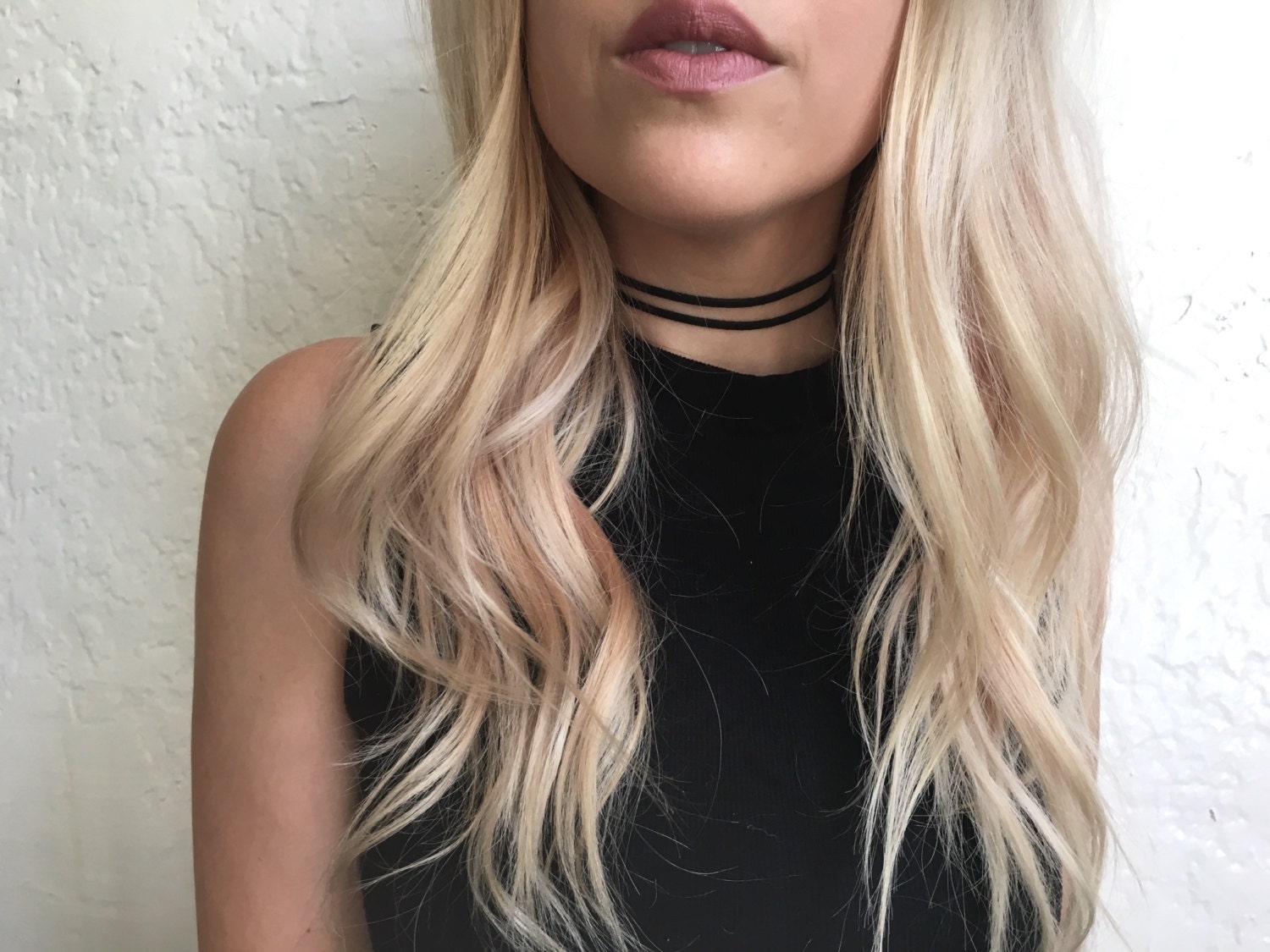 【mnem】25SS★ [mnem] draped suede wrap choker Wrap Black Suede Choker- Black Choker Necklace Leather
