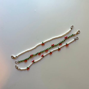 Seed bead cherry bracelet (or anklet!)