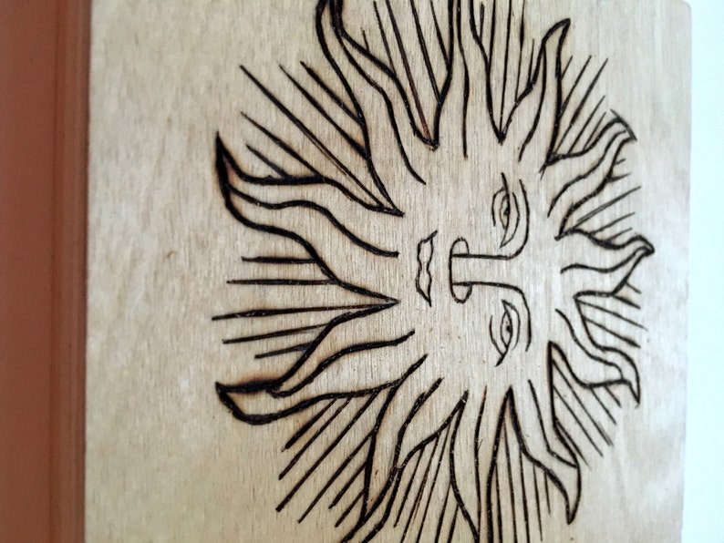 Wood Burned Sun on Decorative Square Plaque - Etsy