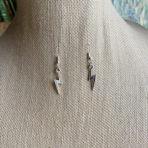 Silver lightening bolt earrings
