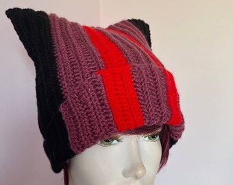 Handgemaakte Clancy-hoed op TwentyOnePilot geïnspireerde gehaakte kattenbeanie