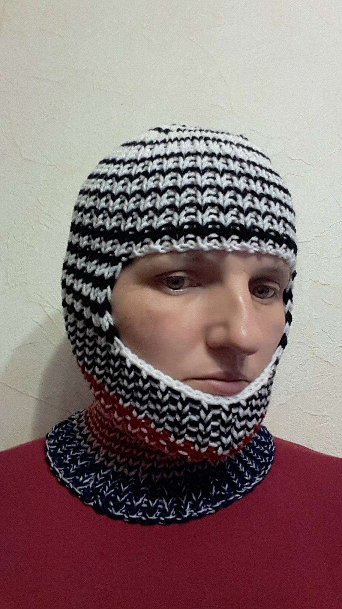 Hand Knit Wool Blend Winter Balaclava Face Mask Hat Helmet Ski Etsy