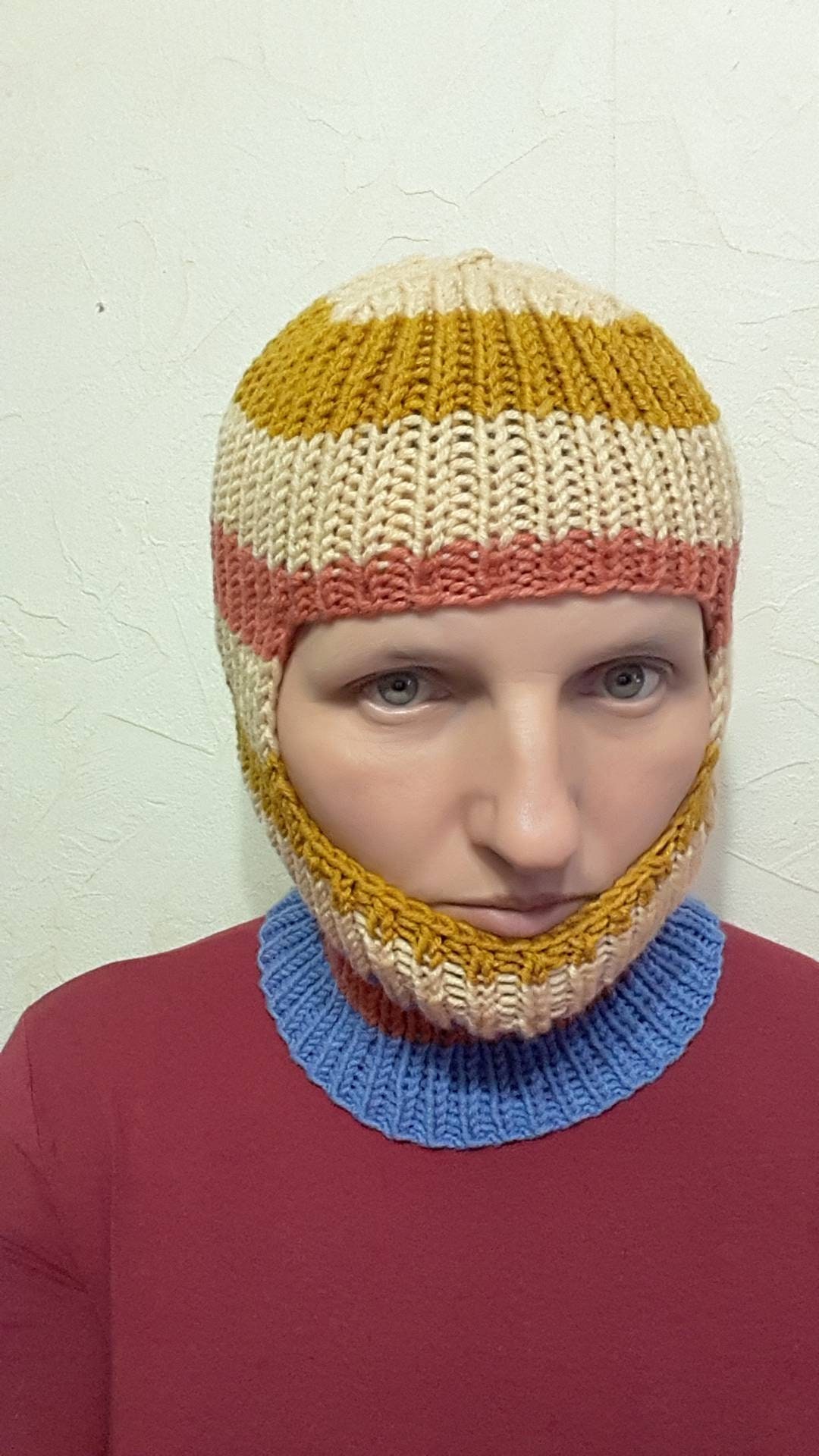 Hand knit wool blend balaclava face mask Etsy