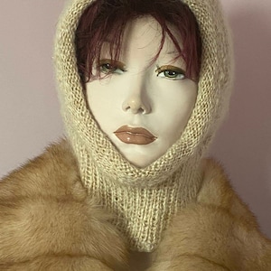 Handknit mohair balaclava hat