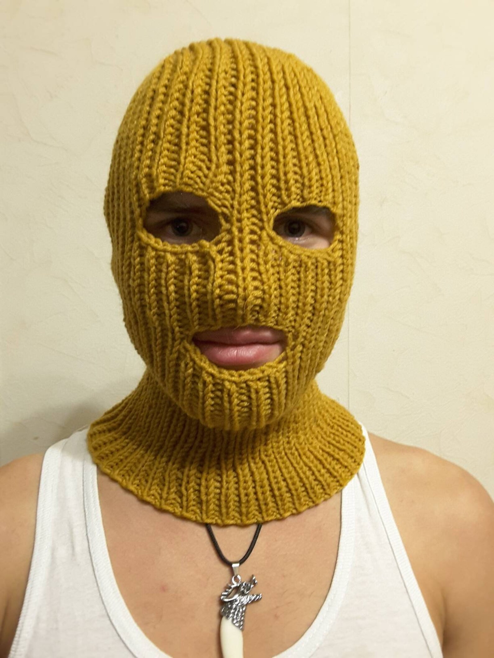 Hand knit wool winter spring balaclava face mask handmade in | Etsy