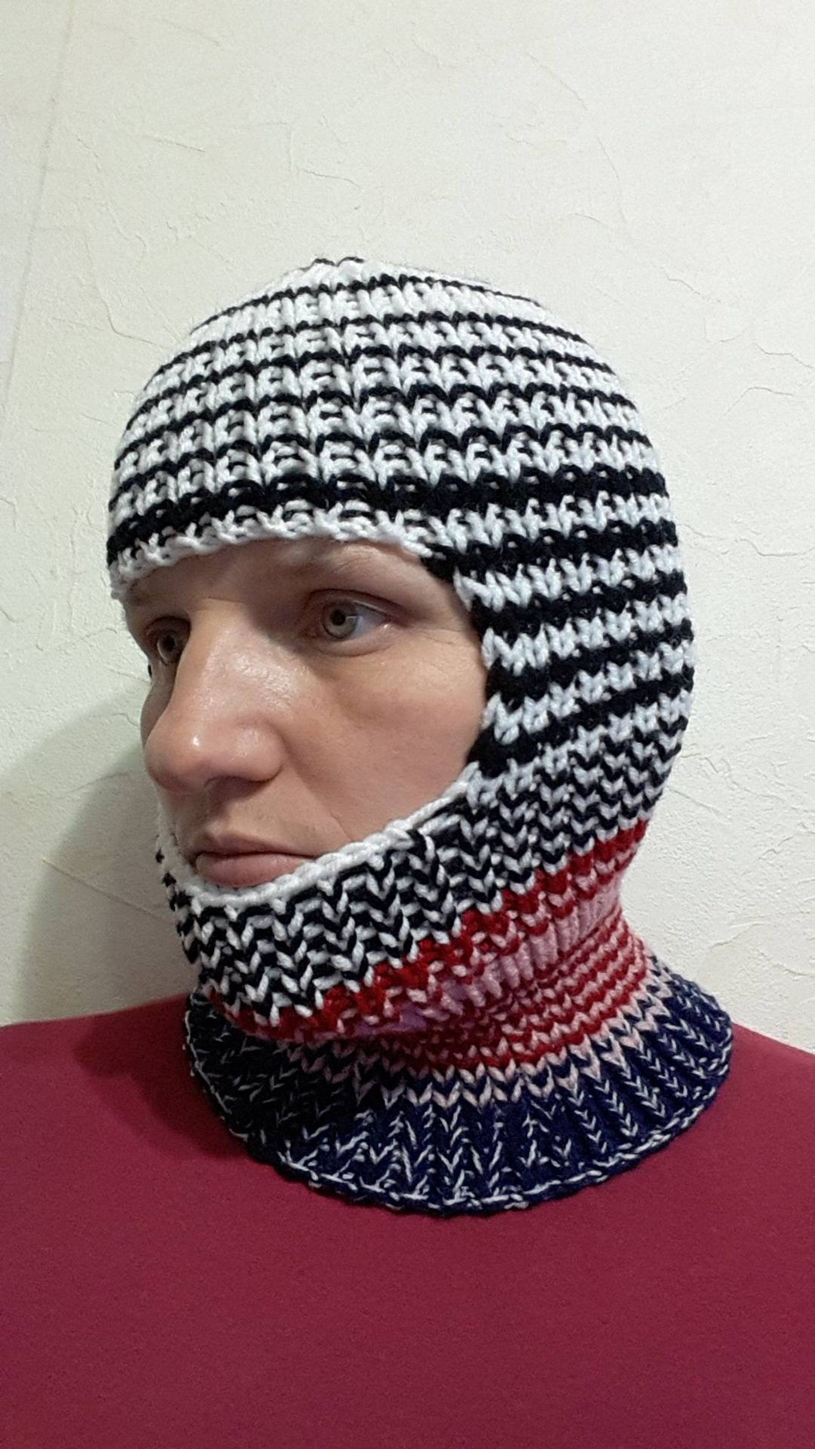 Hand Knit Wool Blend Winter Balaclava Face Mask Hat Helmet Ski Etsy