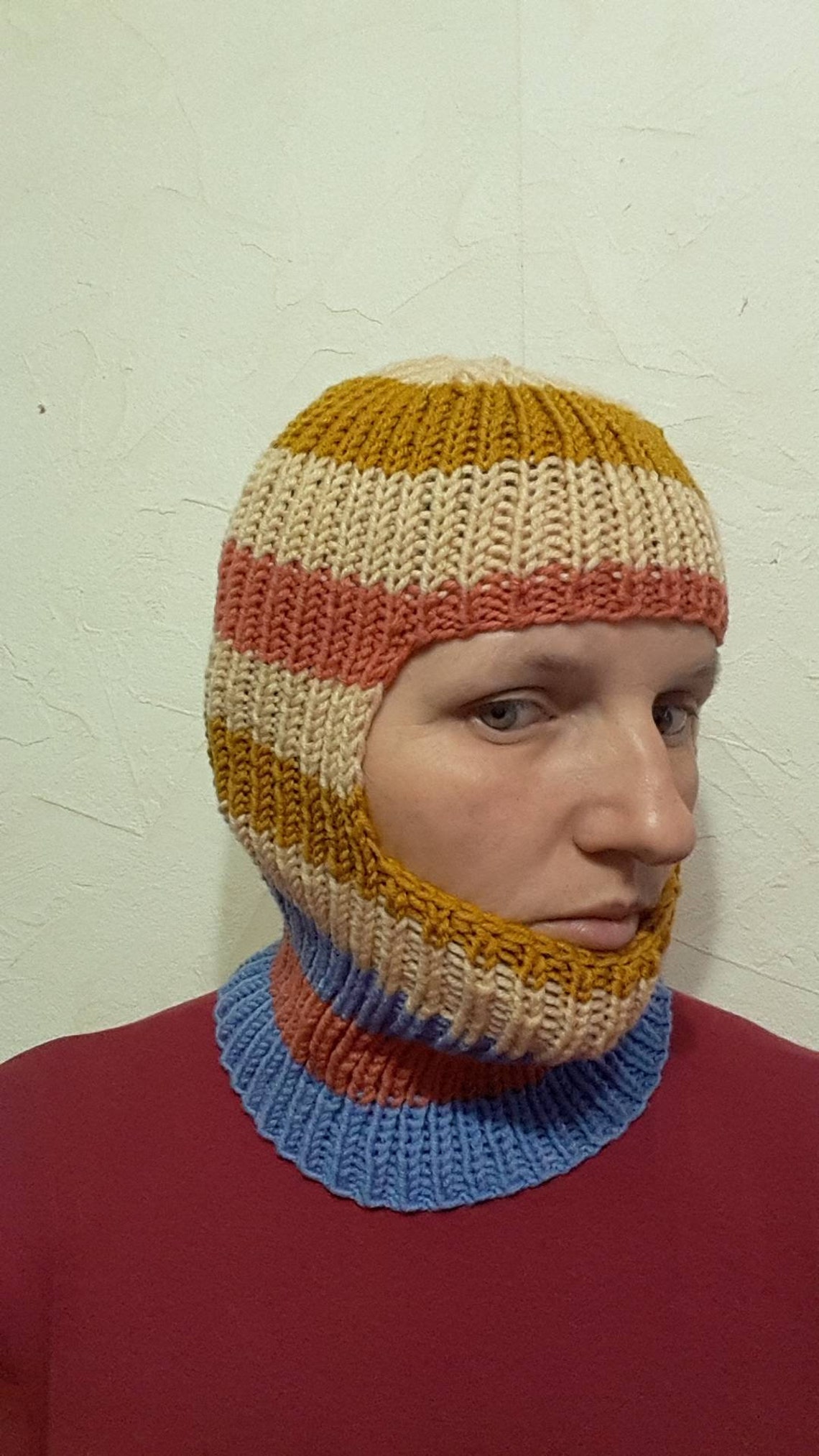 Hand knit wool blend balaclava face mask Etsy