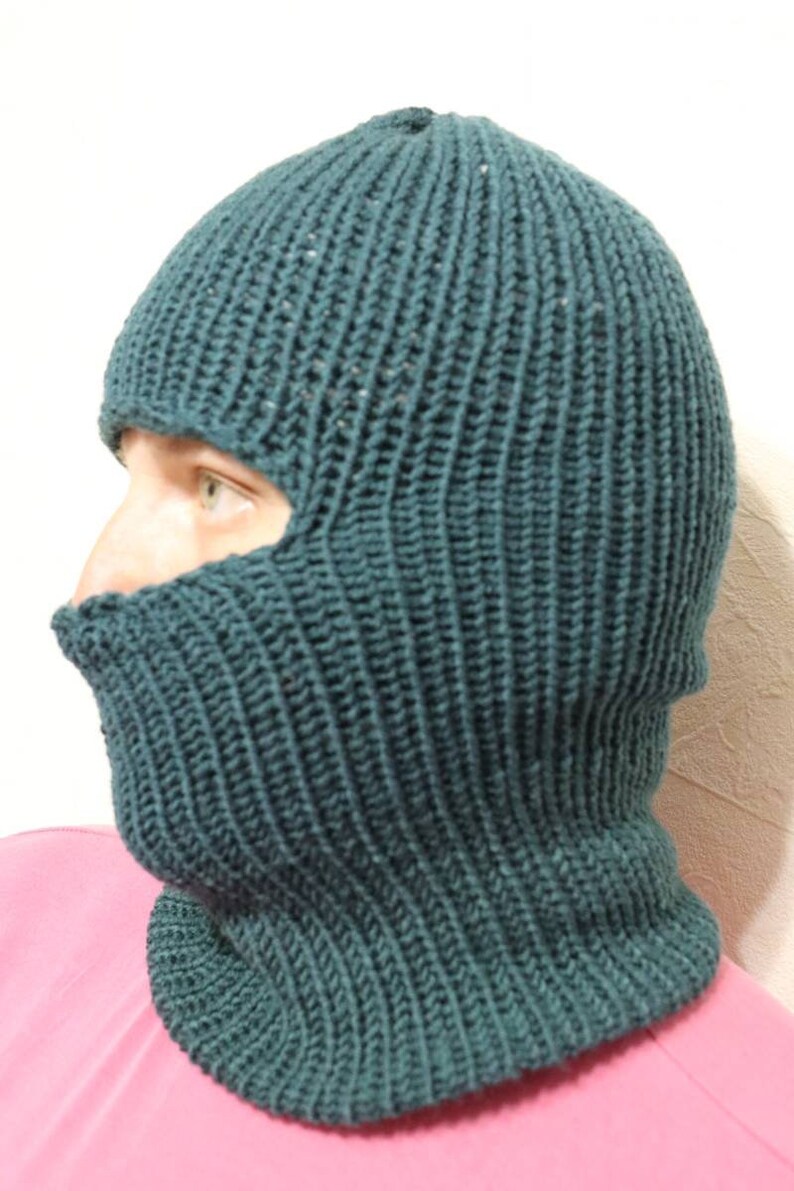 Hand Knit Wool Blend Winter Hat Balaclava Face Mask Hat Helmet Etsy