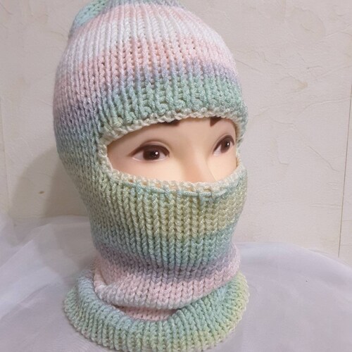 Hand Knitted Balaclava Winter Hat Face Mask Etsy