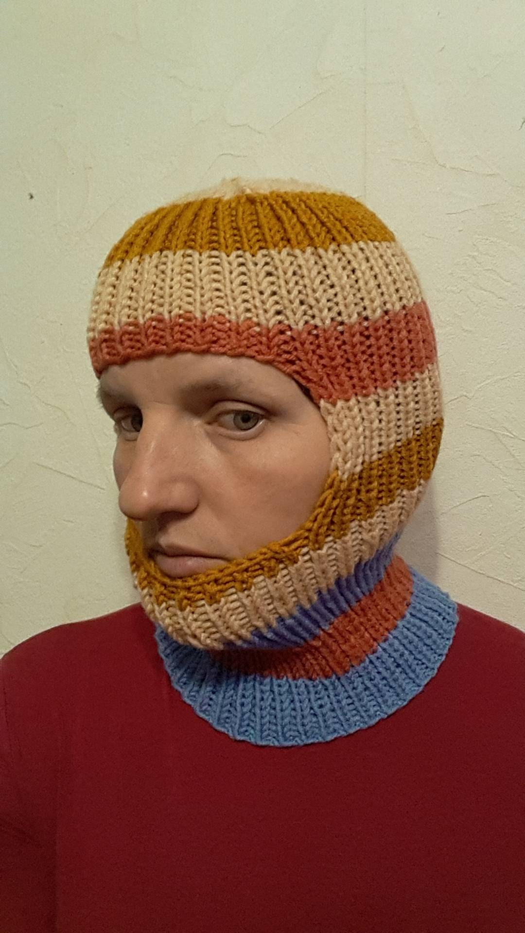 Hand knit wool blend balaclava face mask Etsy
