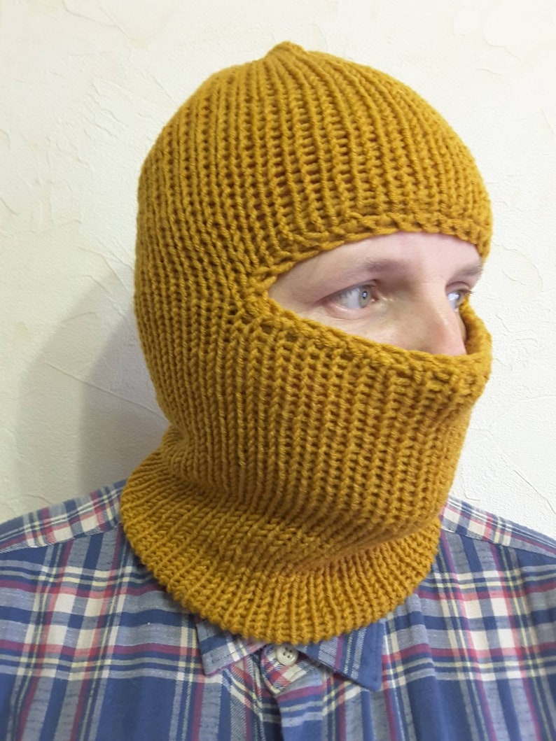 Hand knit wool blend winter balaclava face mask hat helmet ski | Etsy