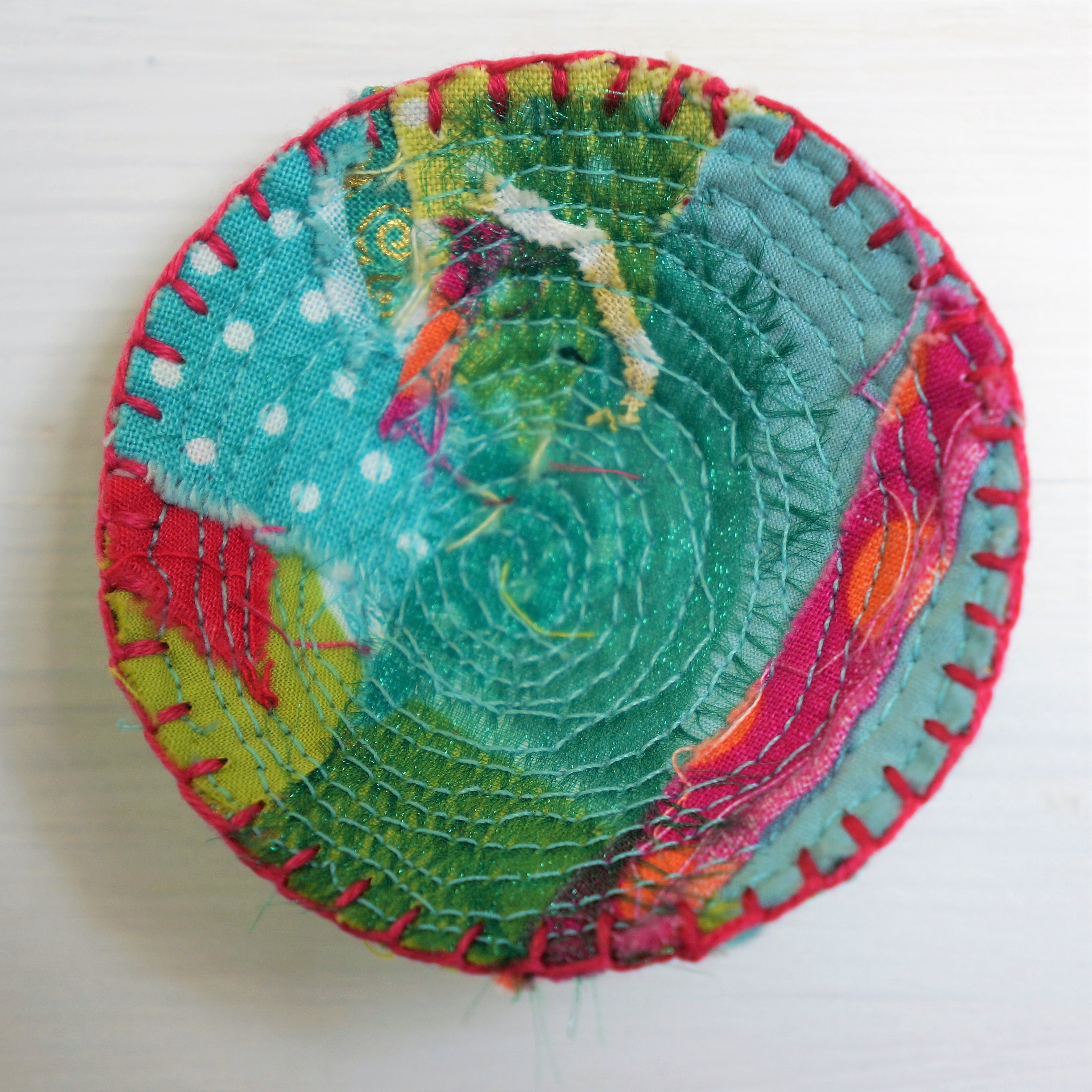 Embroidered recycled fabric brooch Etsy