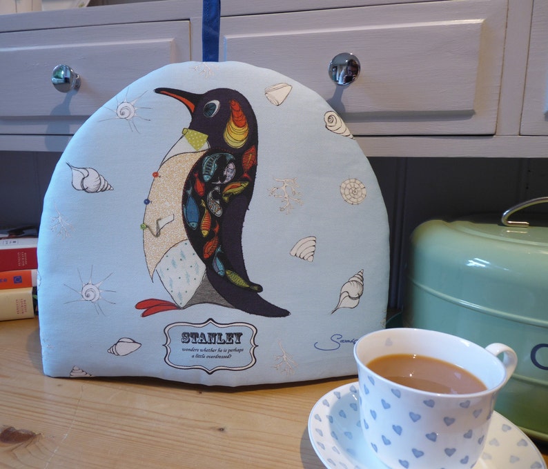 Stanley penguin tea cosy. Printed tea cosy from an original image 1