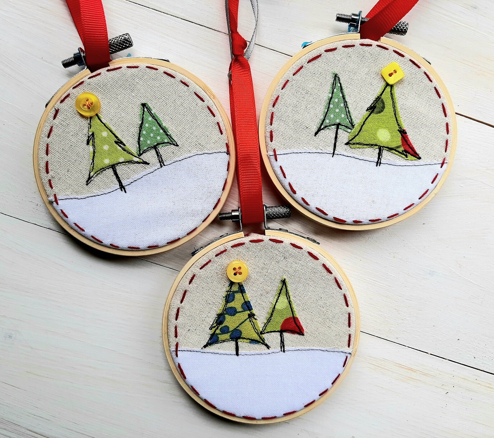 Embroidered Christmas Tree Hoop Bauble Tree Decoration by Etsy UK