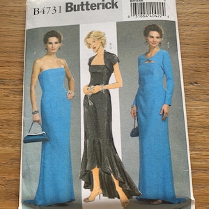 Mönster för axelbandslös aftonklänning med axelband - Butterick B4731 Storlek 14-20
