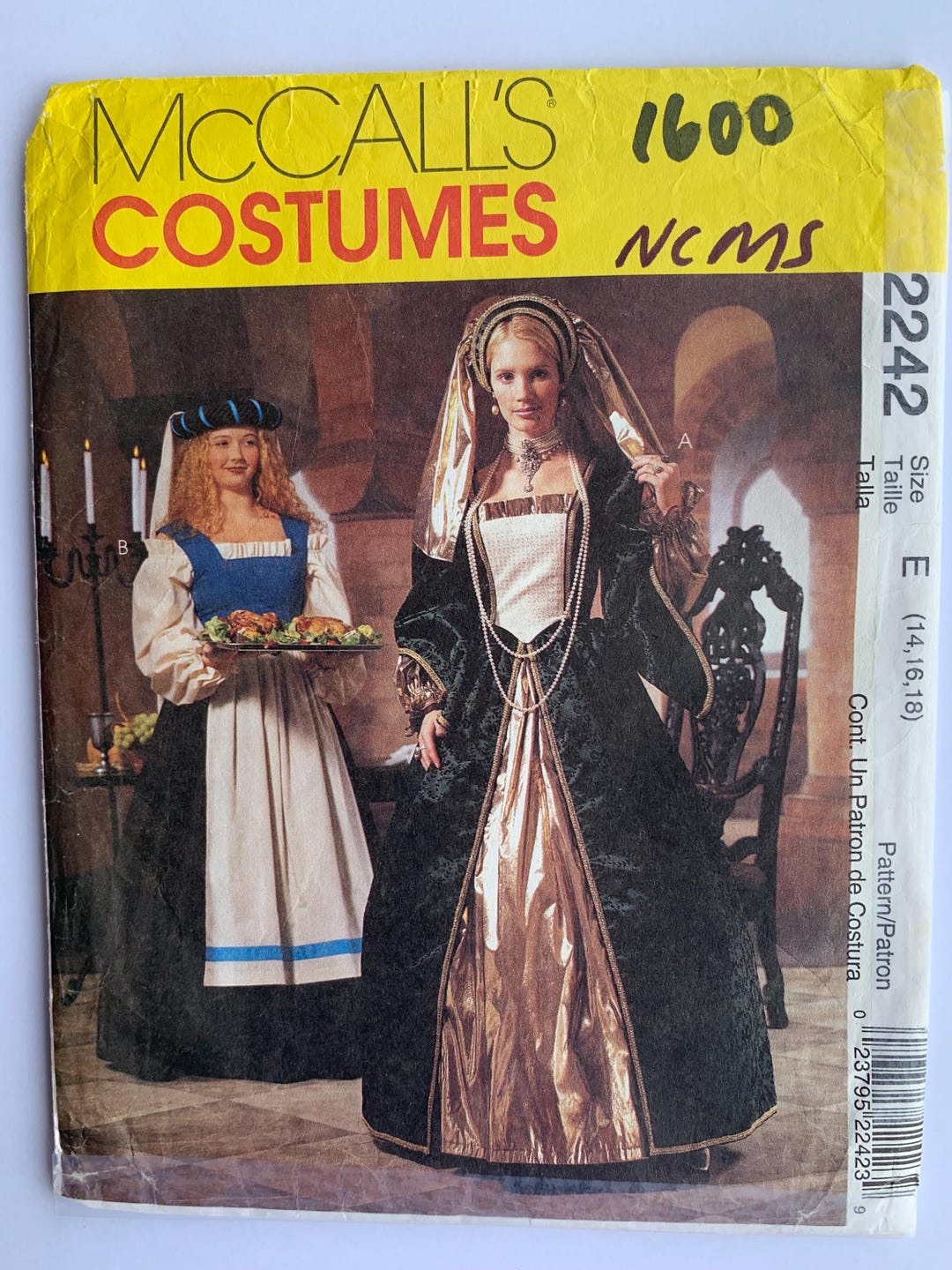 Mccalls 2242 Renaissance Costume Pattern, Size 14-16-18 - Etsy