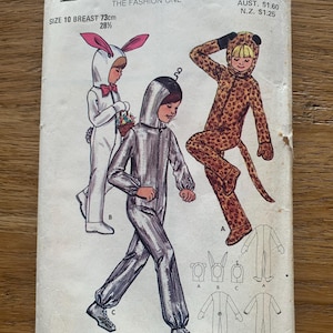 Vintage Children&#39;s Costume Sewing Pattern: Rabbit, Leopard, Spaceman - Butterick 5104 UNCUT