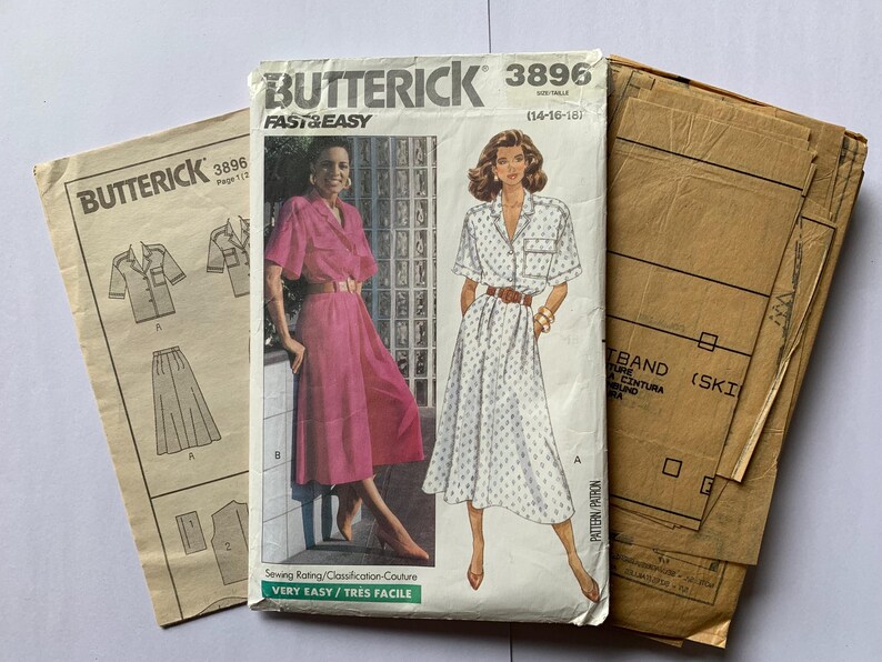 Butterick 3896 Misses Top, Skirt and Culottes, Pockets Size 16, Cut ...