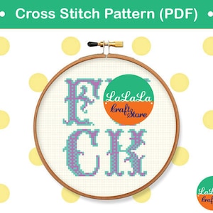 Cross Stitch Pattern FCK modern cross stitch , counter cross stitch sampler , swear cross stitch , mature cross stitch pattern image 1