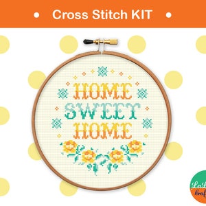 Home sweet home cross stitch kit , home decor idea , housewarming gift idea , home point de croix , sweet home needlepoint kit image 2