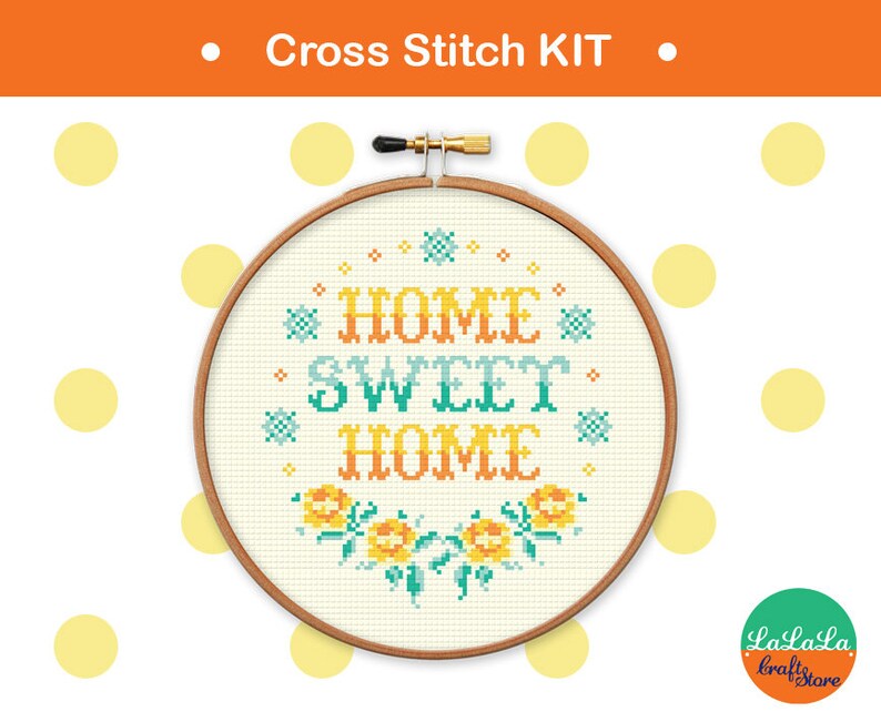 Home sweet home cross stitch kit , home decor idea , housewarming gift idea , home point de croix , sweet home needlepoint kit image 2