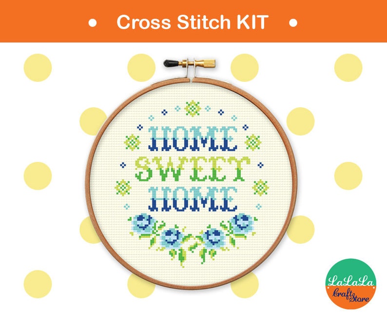 Home sweet home cross stitch kit , home decor idea , housewarming gift idea , home point de croix , sweet home needlepoint kit image 3