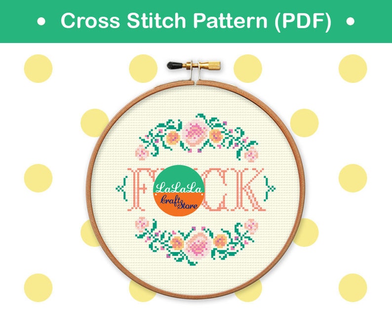 Cross stitch Pattern Fck modern cross stitch , counter cross stitch sampler , swear cross stitch , mature cross stitch pattern image 1