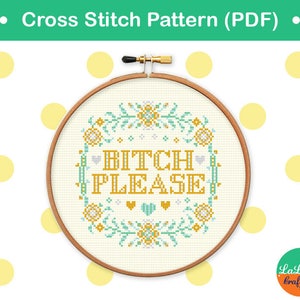 Bitch cross stitch, Mature cross stitch pattern, Adult cross stitch, Funny cross stitch sample, Point de croix image 2