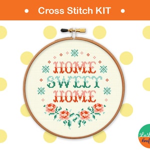 Home sweet home cross stitch kit , home decor idea , housewarming gift idea , home point de croix , sweet home needlepoint kit image 1