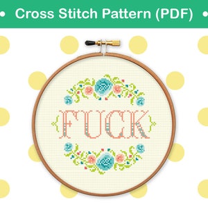 Cross stitch Pattern Fck modern cross stitch , counter cross stitch sampler , swear cross stitch , mature cross stitch pattern image 2