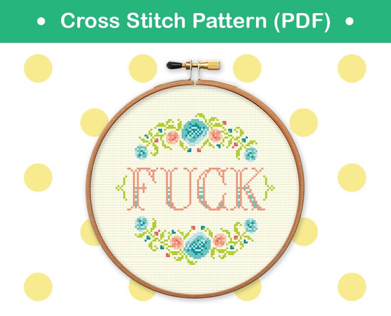 Cross stitch Pattern Fck modern cross stitch , counter cross stitch sampler , swear cross stitch , mature cross stitch pattern image 2