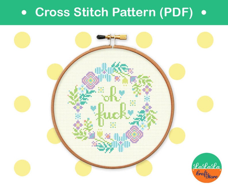 Oh Fuck Cross Stitch Pattern, Adult Cross stitch, Mature Cross stitch, swear cross stitch, Modern cross stitch PDF needlepoint Oh Fuck image 3