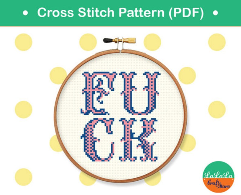 Cross Stitch Pattern FCK modern cross stitch , counter cross stitch sampler , swear cross stitch , mature cross stitch pattern image 4