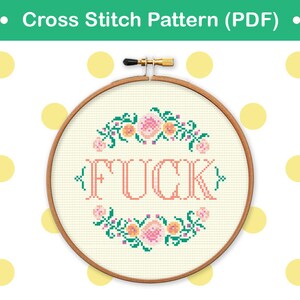 Cross stitch Pattern Fck modern cross stitch , counter cross stitch sampler , swear cross stitch , mature cross stitch pattern image 3
