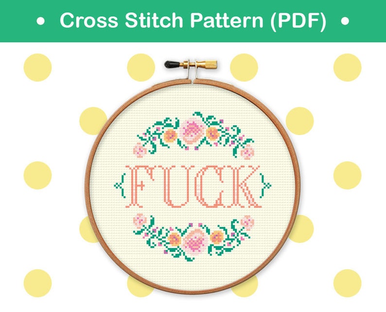 Cross stitch Pattern Fck modern cross stitch , counter cross stitch sampler , swear cross stitch , mature cross stitch pattern image 3